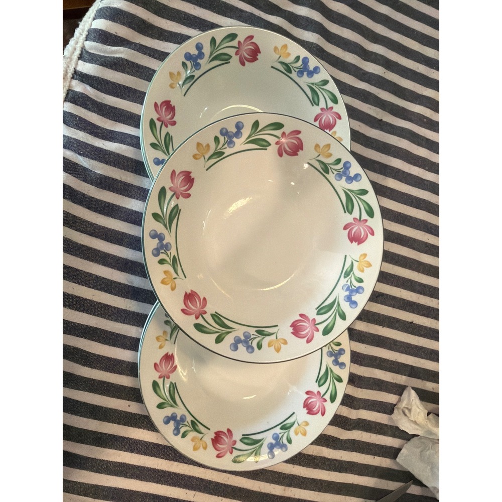 Farberware Dorchester 388 Stoneware Floral Soup Bowls Set of 5 Vintage 1995